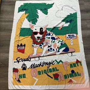 Vintage 80s Bud Light Spuds Mackenzie Party Animal  Huge Towel Budweiser 50X65
